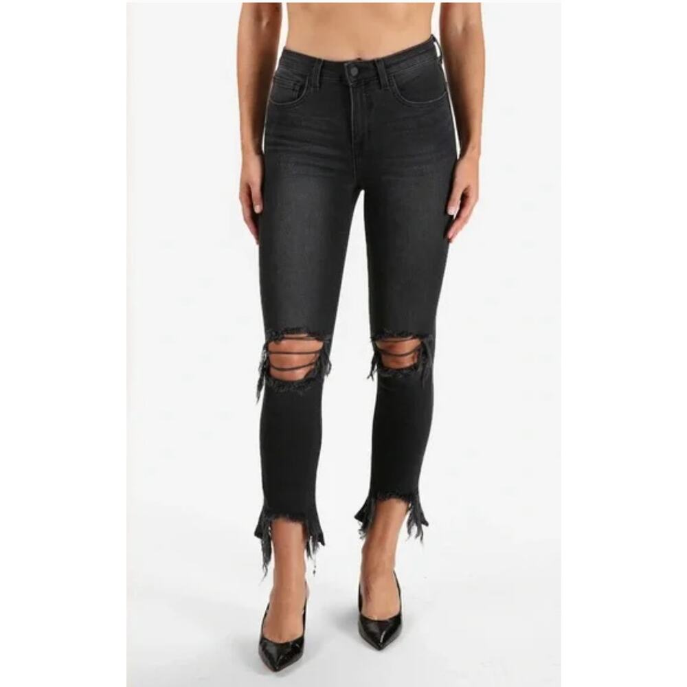 L'AGENCE High Line Skinny Jeans in Nighttime Destruction Distressed Size 25
